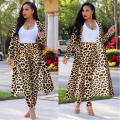 2021 Woman fall clothing Ladies elegant printed long coat leggings two piece set boutique clothing fashion  casual dress